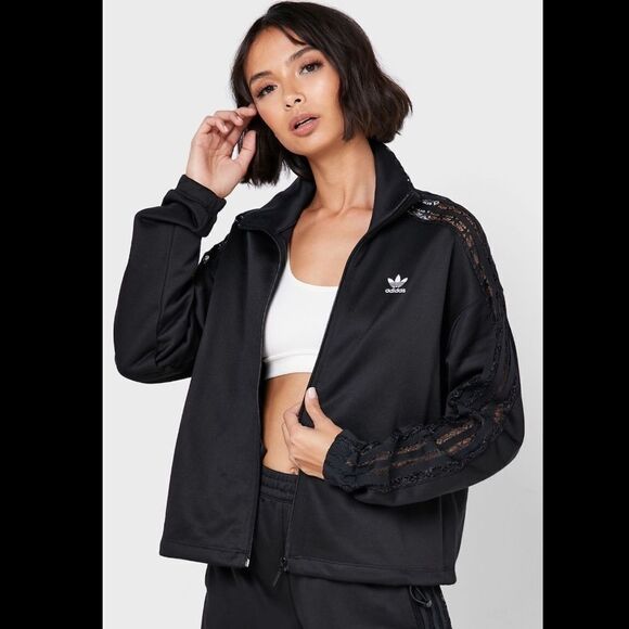 Adidas Lace Track Jacket- Black - Size Xxs - Picture 1 of 16